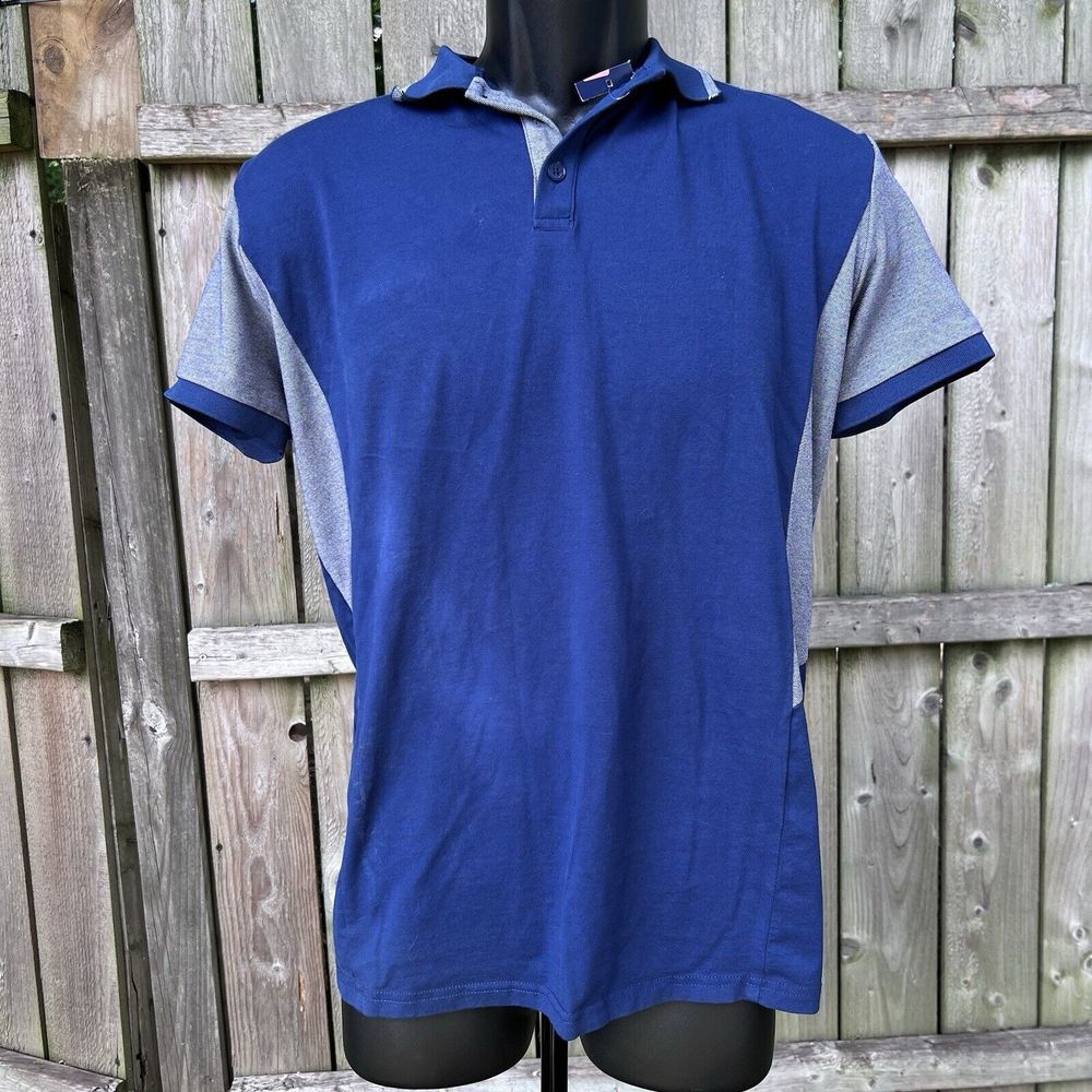 MARC ASHER New York Men's Polo Shirt Size Large Navy Blue Stretch
